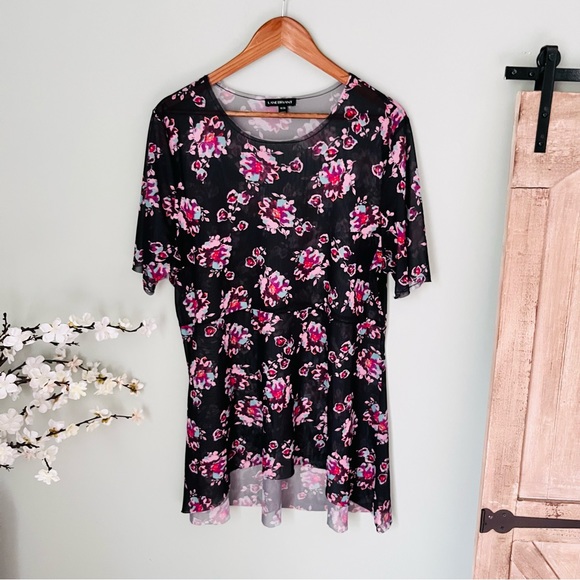 Lane Bryant Floral Mesh Peplum Top Size 18/20 - Picture 3 of 5